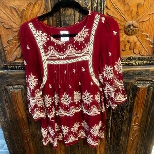 Ivy Jane- Embroidered Burgundy Women's Top